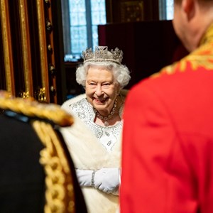 Her Majesty the Queen at the State Opening of Parliament in 2019