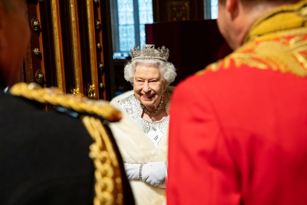 Her Majesty the Queen at the State Opening of Parliament in 2019