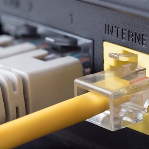 Cables attached to an internet router