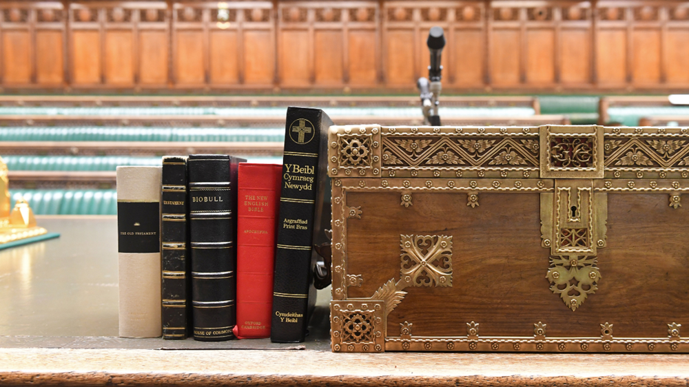 Holy texts and the box used to store them in the Chamber