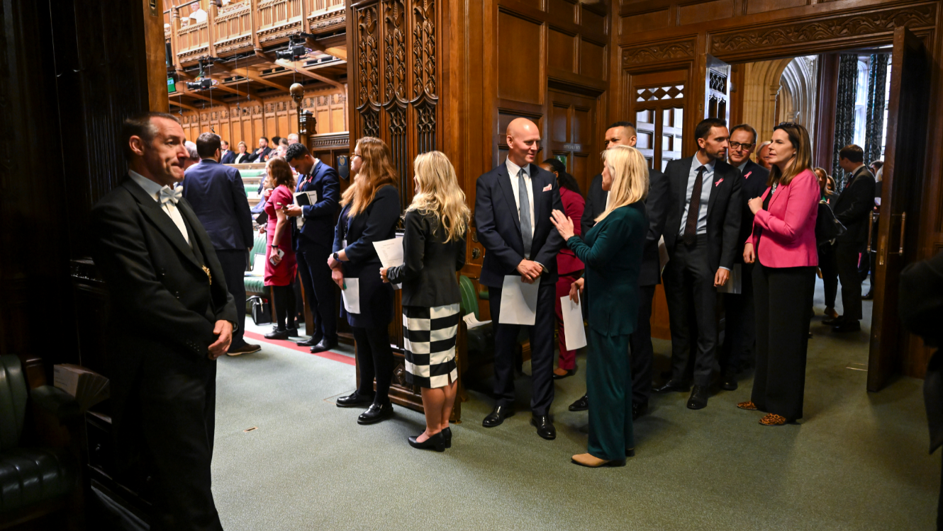 MPs queuing behind the Speakers chair to present their ballot bills