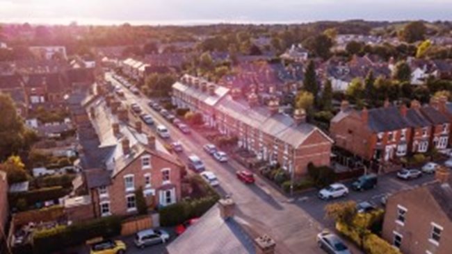 Aerial view of a neighbourhood