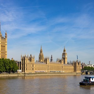 The Houses of Parliament from across the River Thames