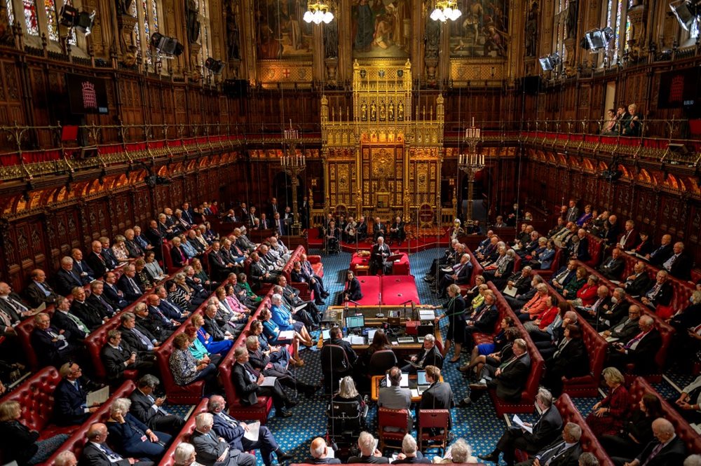 A debate in the House of Lords with members filling the benches