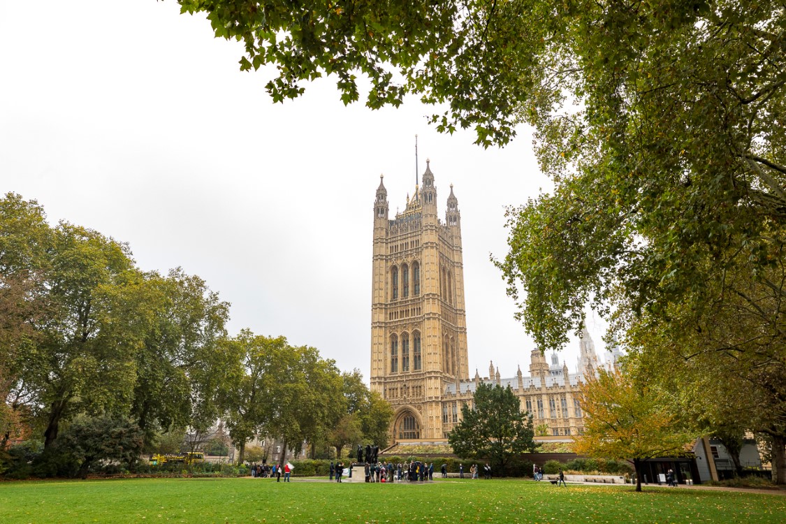 The Victoria Tower photographed from Victoria Tower Gardens