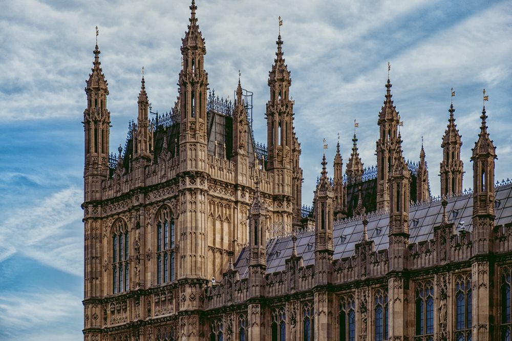 Palace of Westminster close up tower .